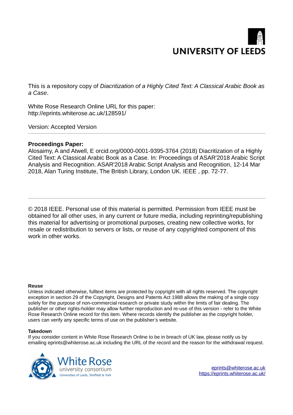 Diacritization of a Highly Cited Text: a Classical Arabic Book As a Case