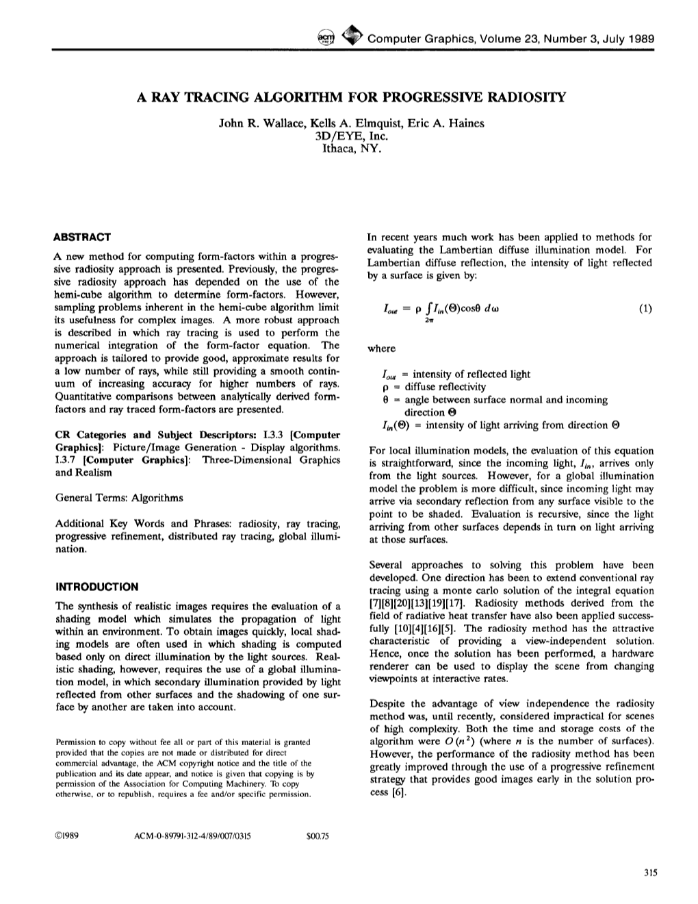 O ~ Computer Graphics, Volume 23, Number 3, July 1989