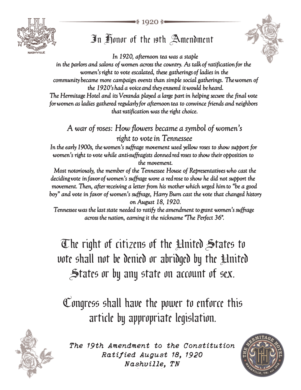 The Right of Citizens of the United States to Vote Shall Not Be Denied Or Abridged by the United States Or by Any State on Account of Sex