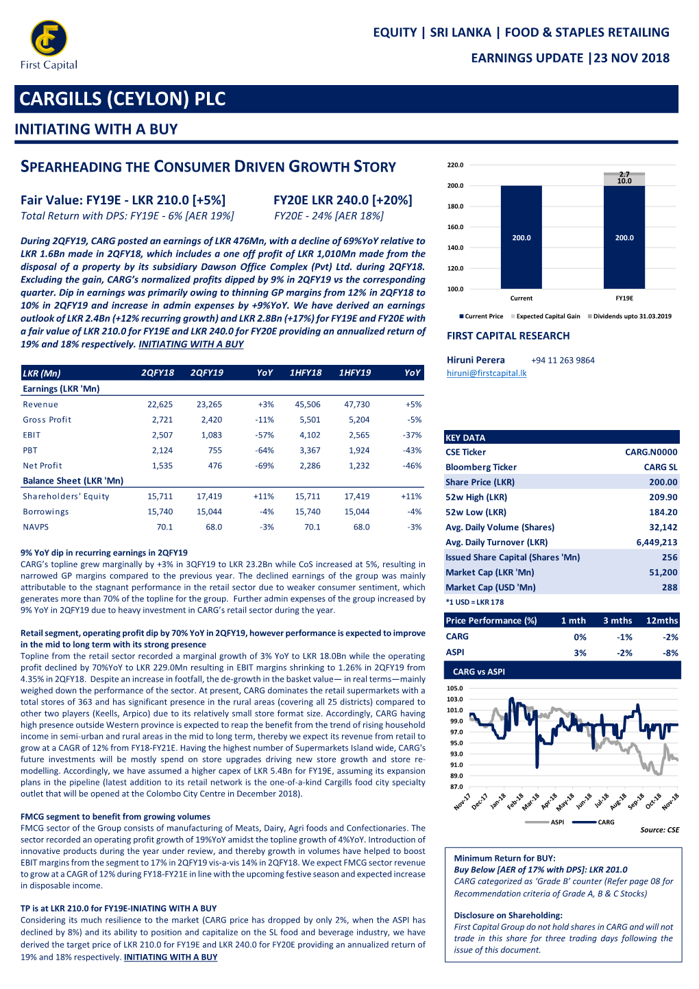 Cargills (Ceylon) Plc Initiating with a Buy