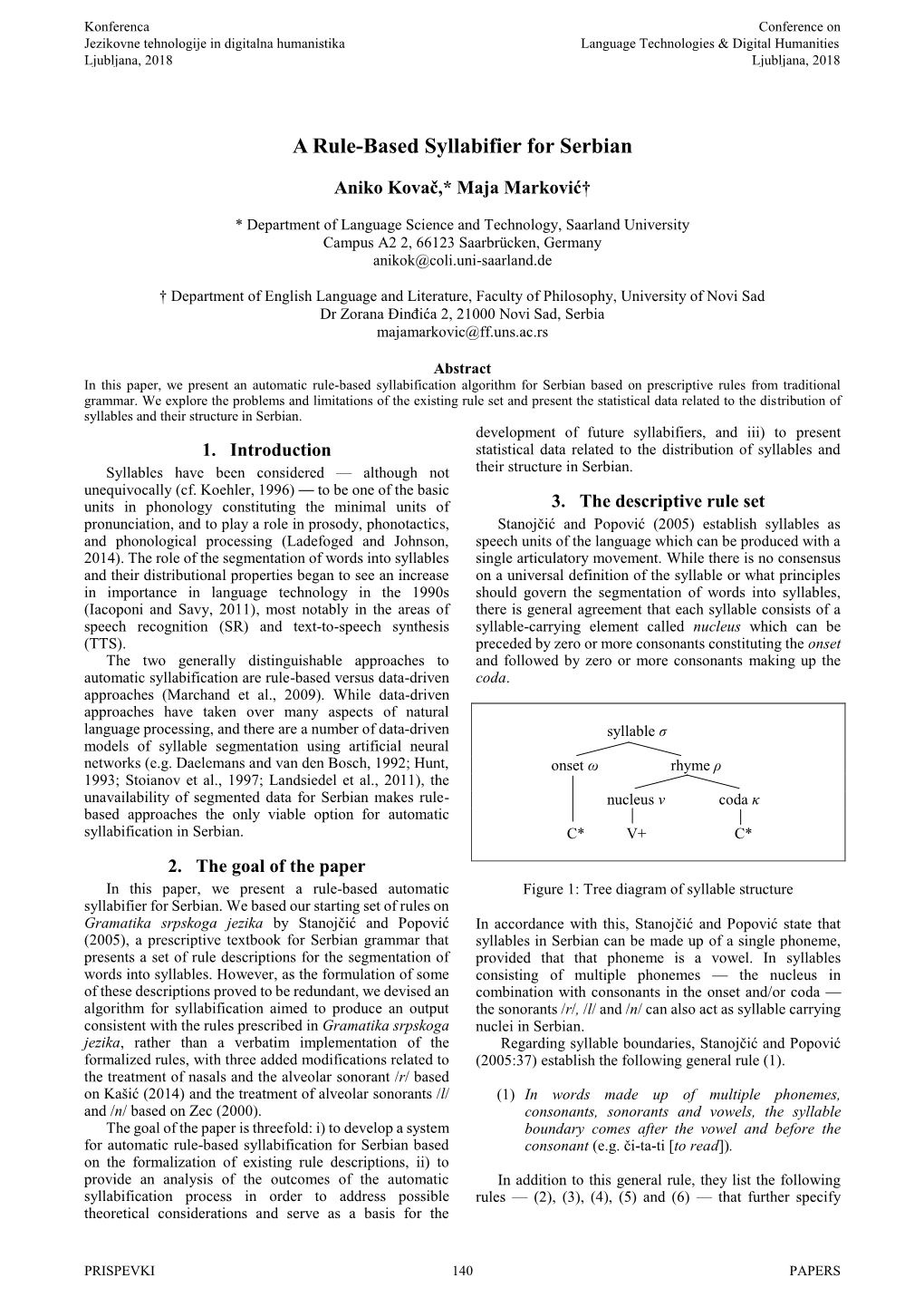 A Rule-Based Syllabifier for Serbian