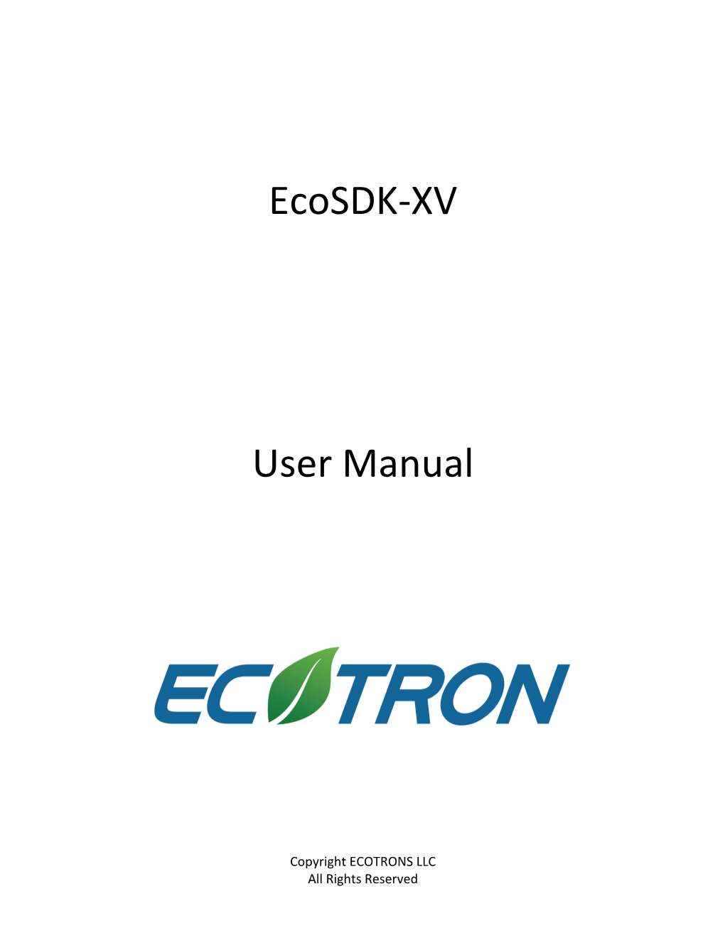 Ecosdk-XV User Manual