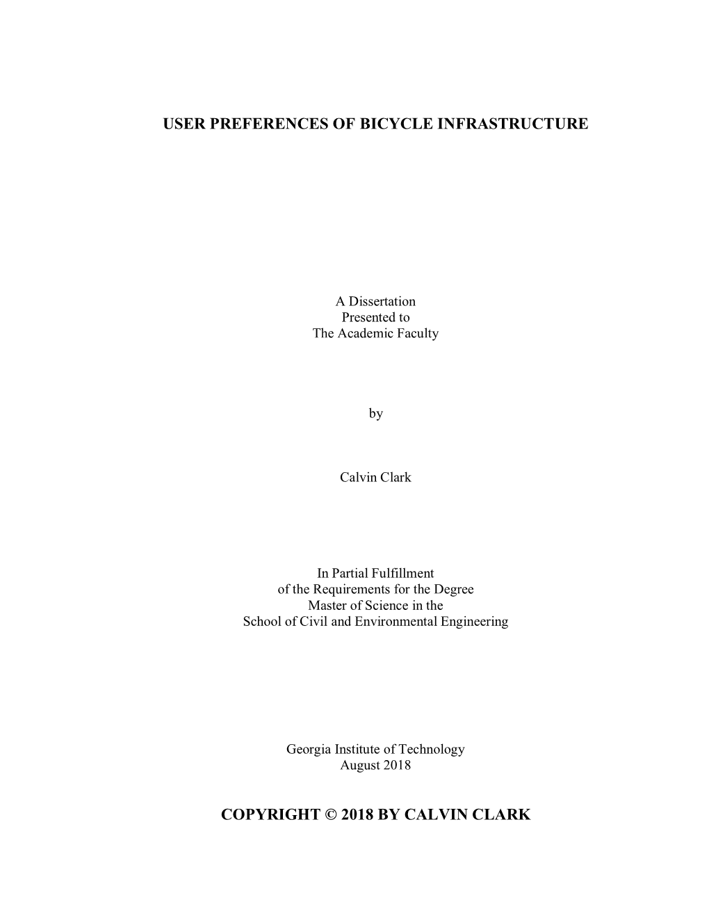 User Preferences of Bicycle Infrastructure