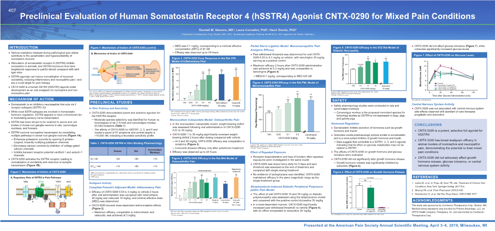 (Hsstr4) Agonist CNTX-0290 for Mixed Pain Conditions