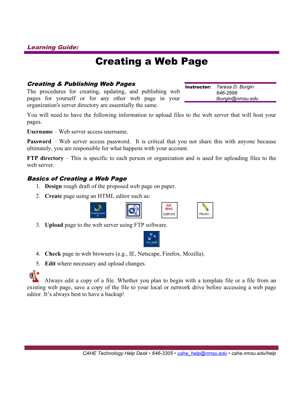 Creating a Web Pagee 3