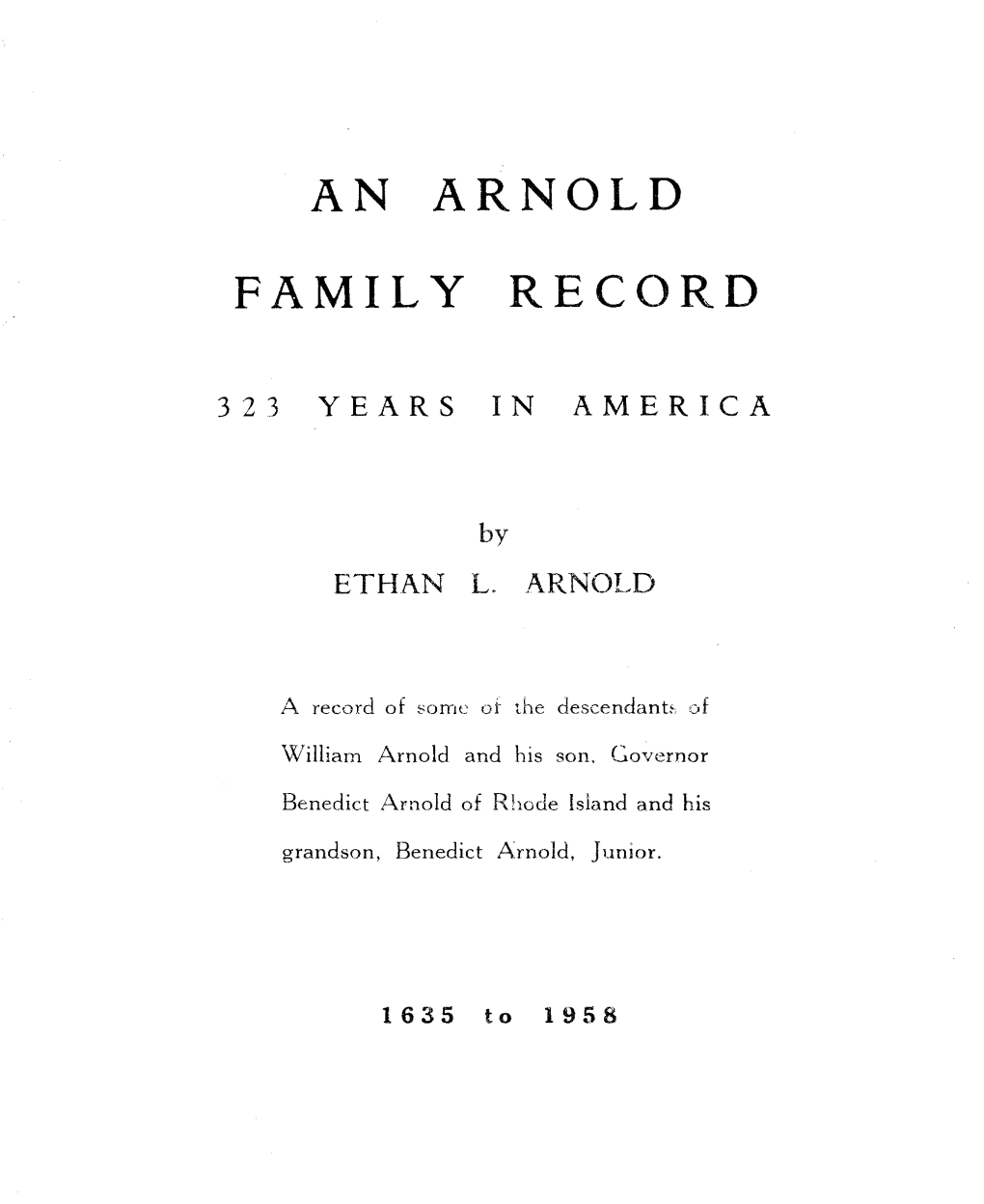 An Arnold Family Record