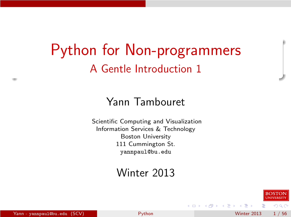 Python for Non-Programmers a Gentle Introduction 1