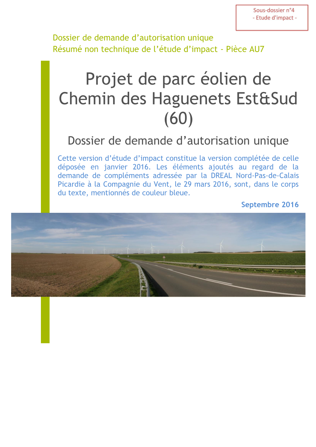 Projet De Parc Éolien De Chemin Des Haguenets Est&Sud (60)