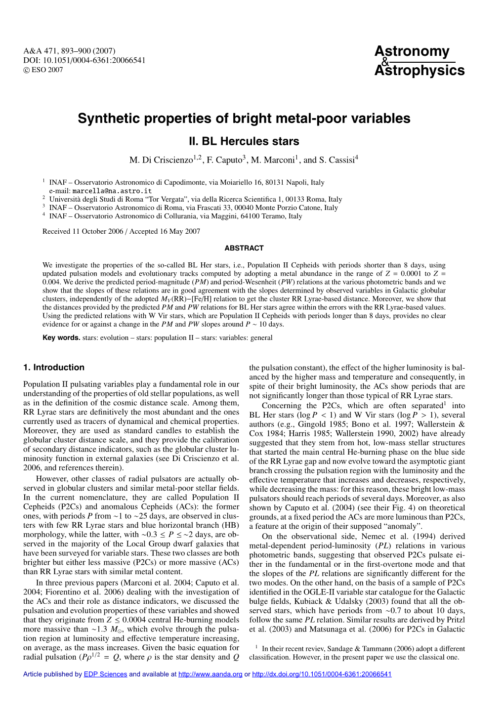 Synthetic Properties of Bright Metal-Poor Variables II