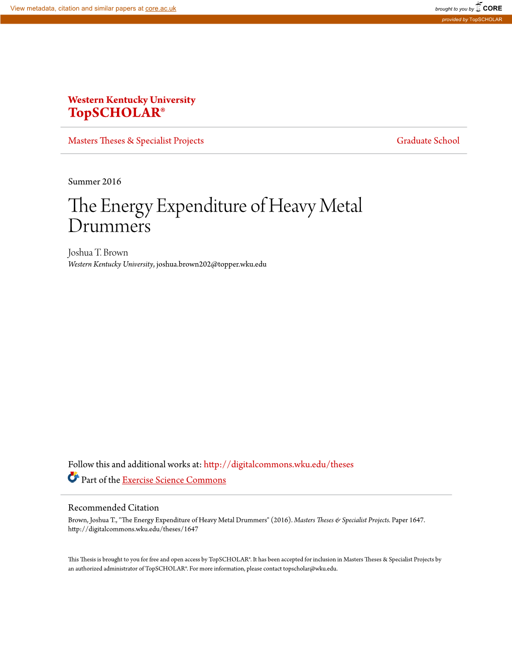 The Energy Expenditure of Heavy Metal Drummers