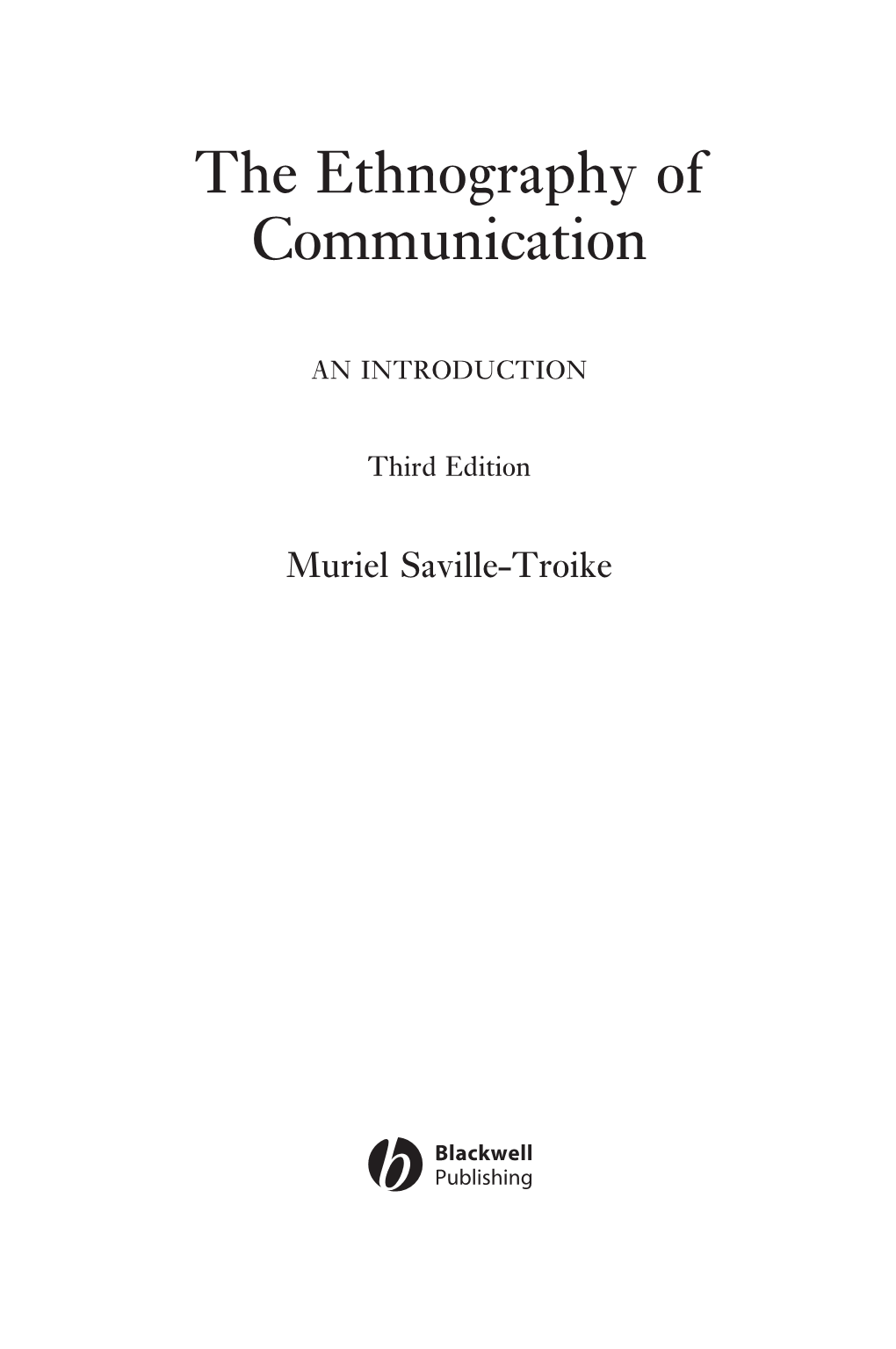 The Ethnography of Communication