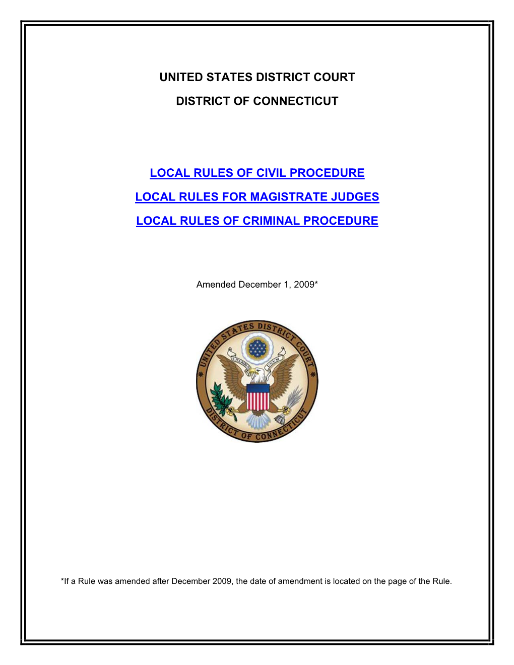 United States District Court of Connecticut Local Rules