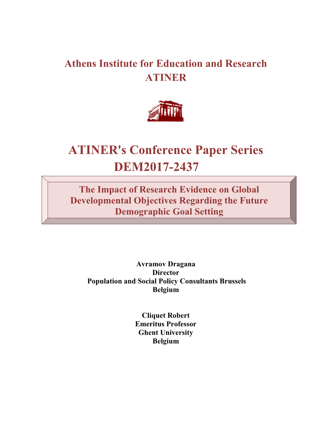 ATINER's Conference Paper Series DEM2017-2437