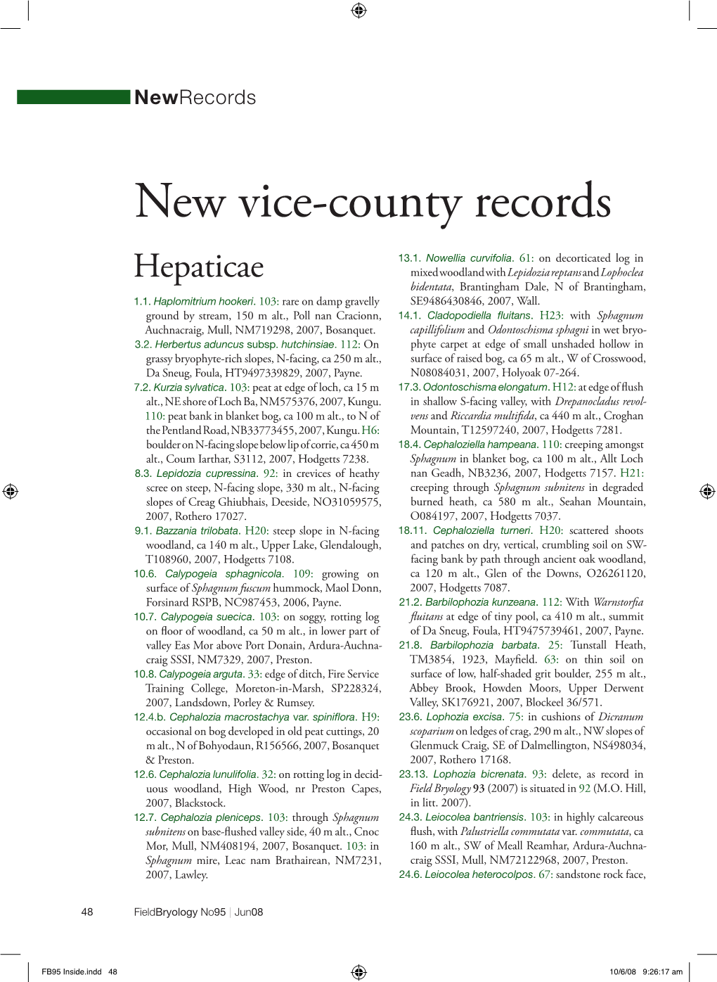 New Vice-County Records