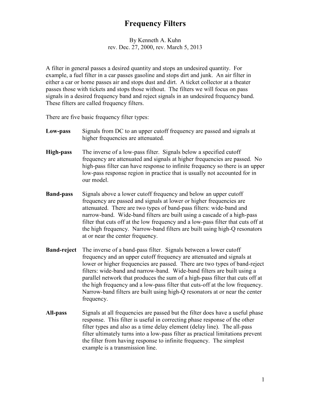 Frequency Filters