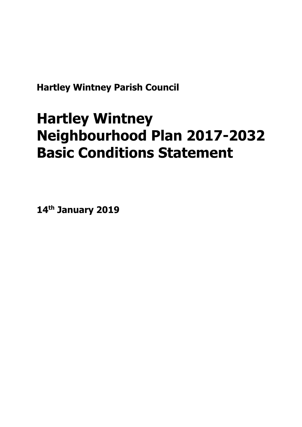 Hartley Wintney Neighbourhood Plan 2017-2032 Basic Conditions Statement