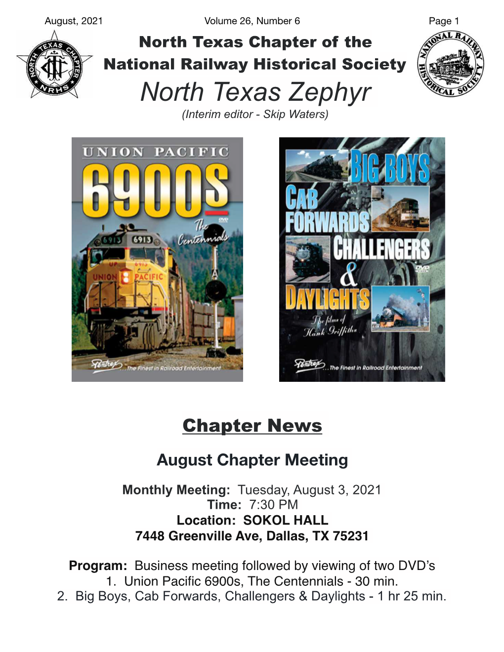 The Zephyr – August 2021, Volume 26, Issue 6