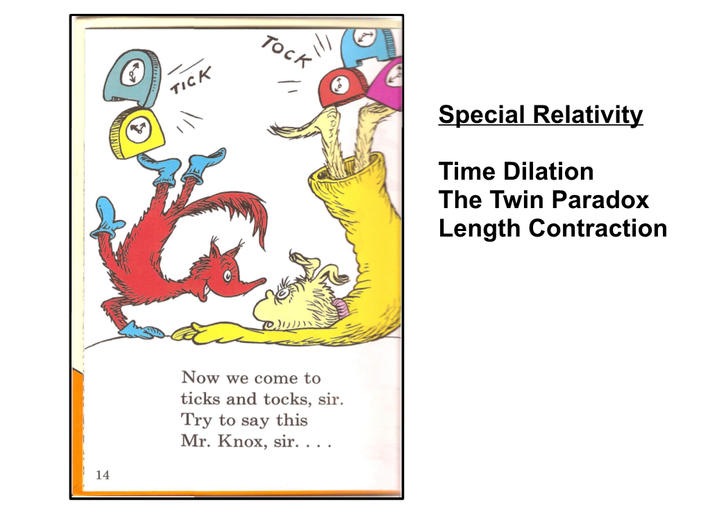 Special Relativity Time Dilation the Twin Paradox Length Contraction