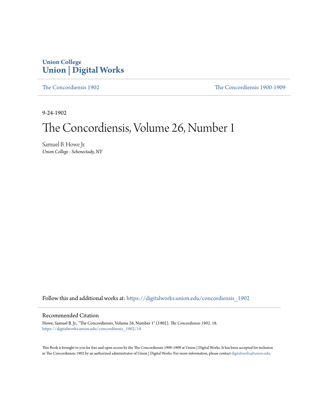 The Concordiensis, Volume 26, Number 1