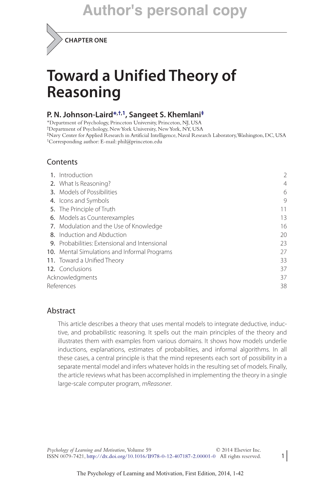 Toward a Unified Theory of Reasoning