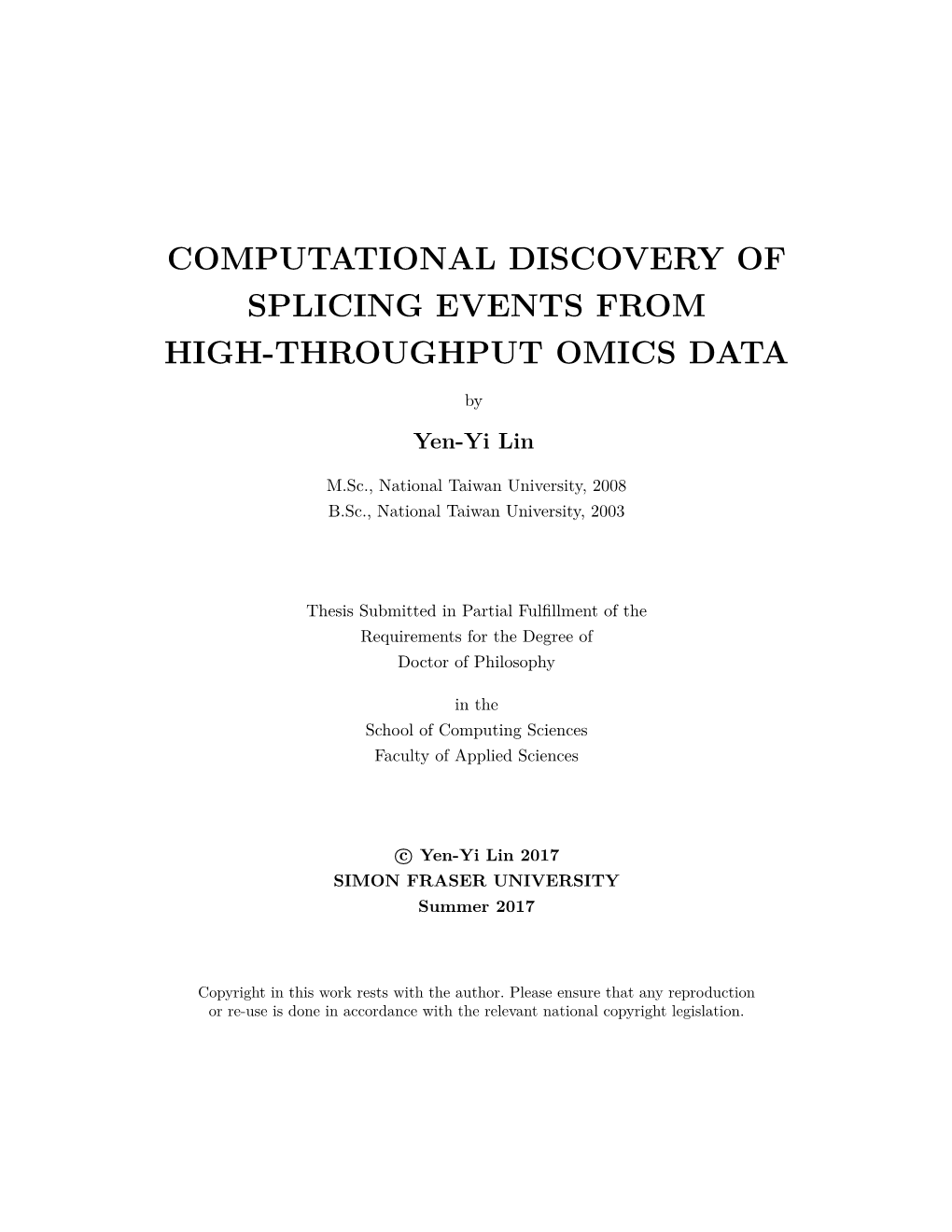 Computational Discovery of Splicing Events from High-Throughput Omics Data