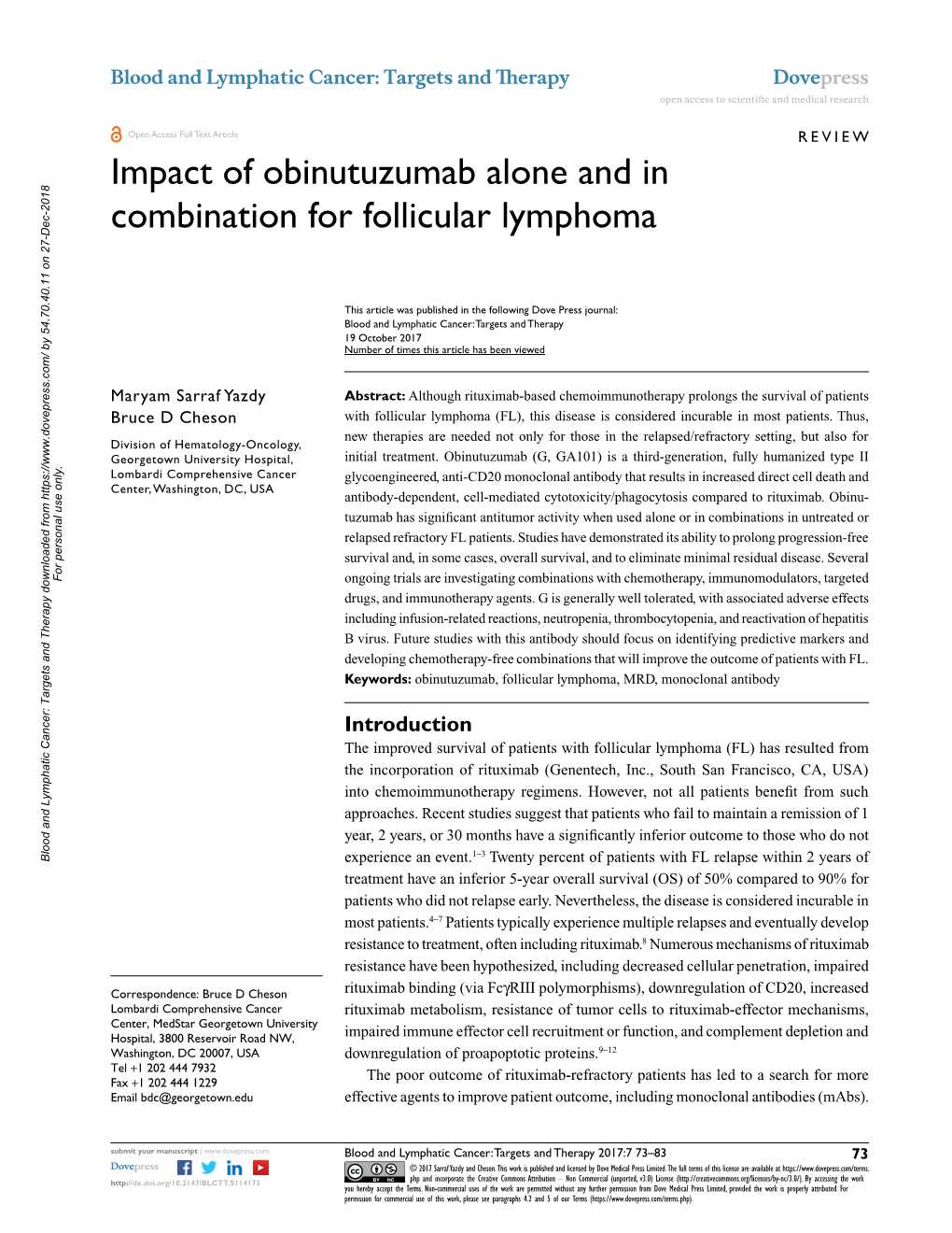 Impact of Obinutuzumab Alone and in Combination for Follicular Lymphoma