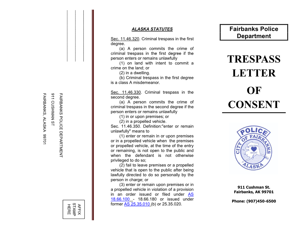 Trespass Letter of Consent