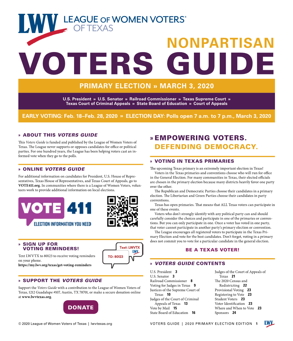 Voters Guide | 2020 Primary