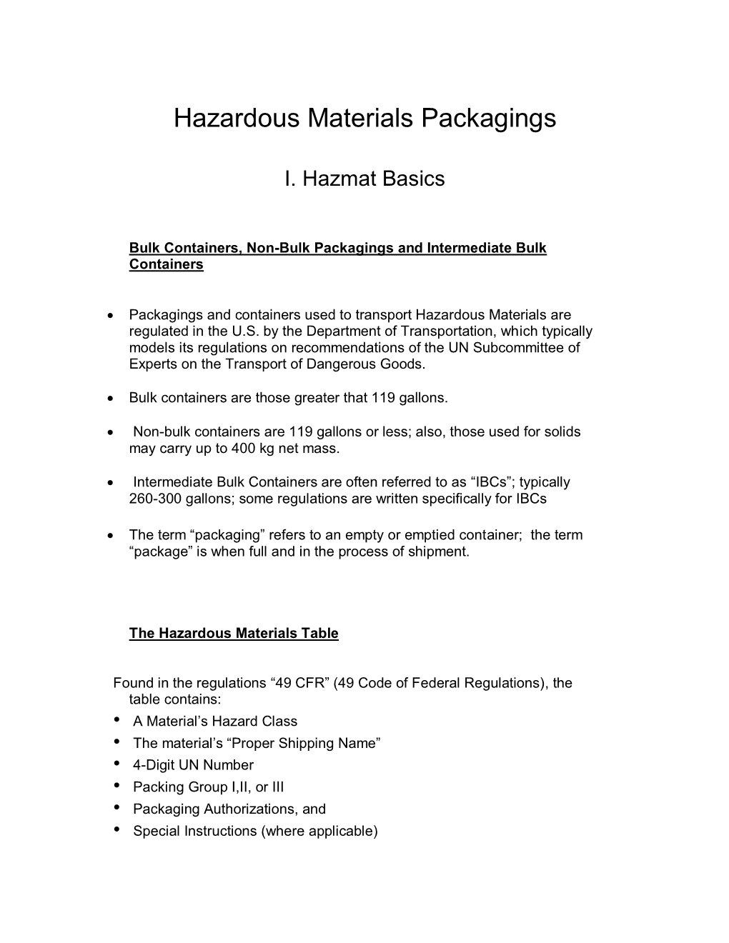 Hazmat Basics