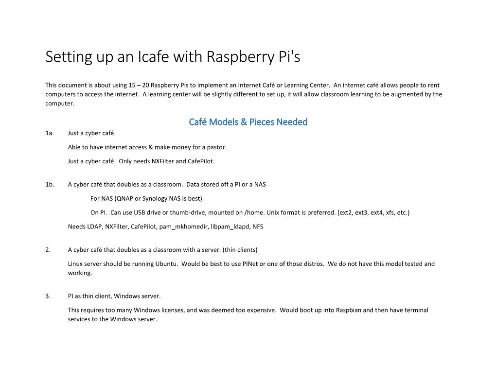 Setting up an Icafe with Raspberry Pi's