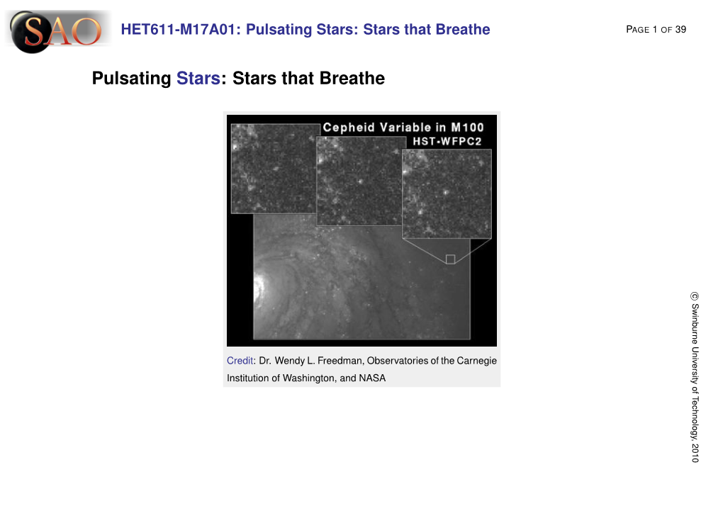 Pulsating Stars: Stars That Breathe