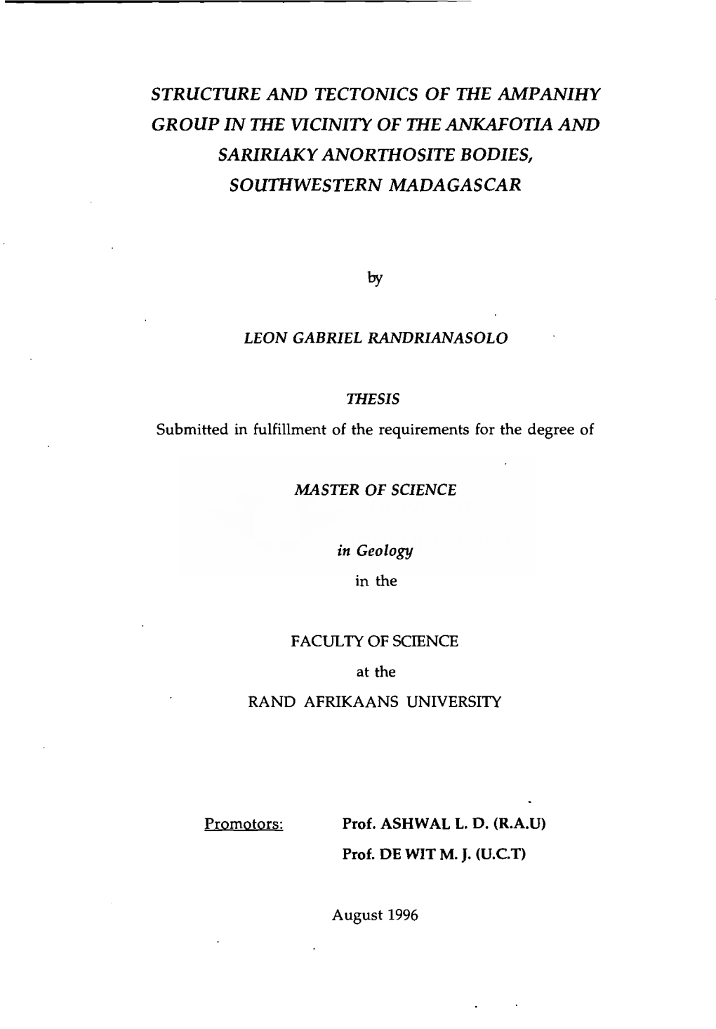 Structure and Tectonics of the Ampanihy Group in the Vicinity of the Ankafotia and Saririaky Anorthosite Bodies, Southwestern Madagascar