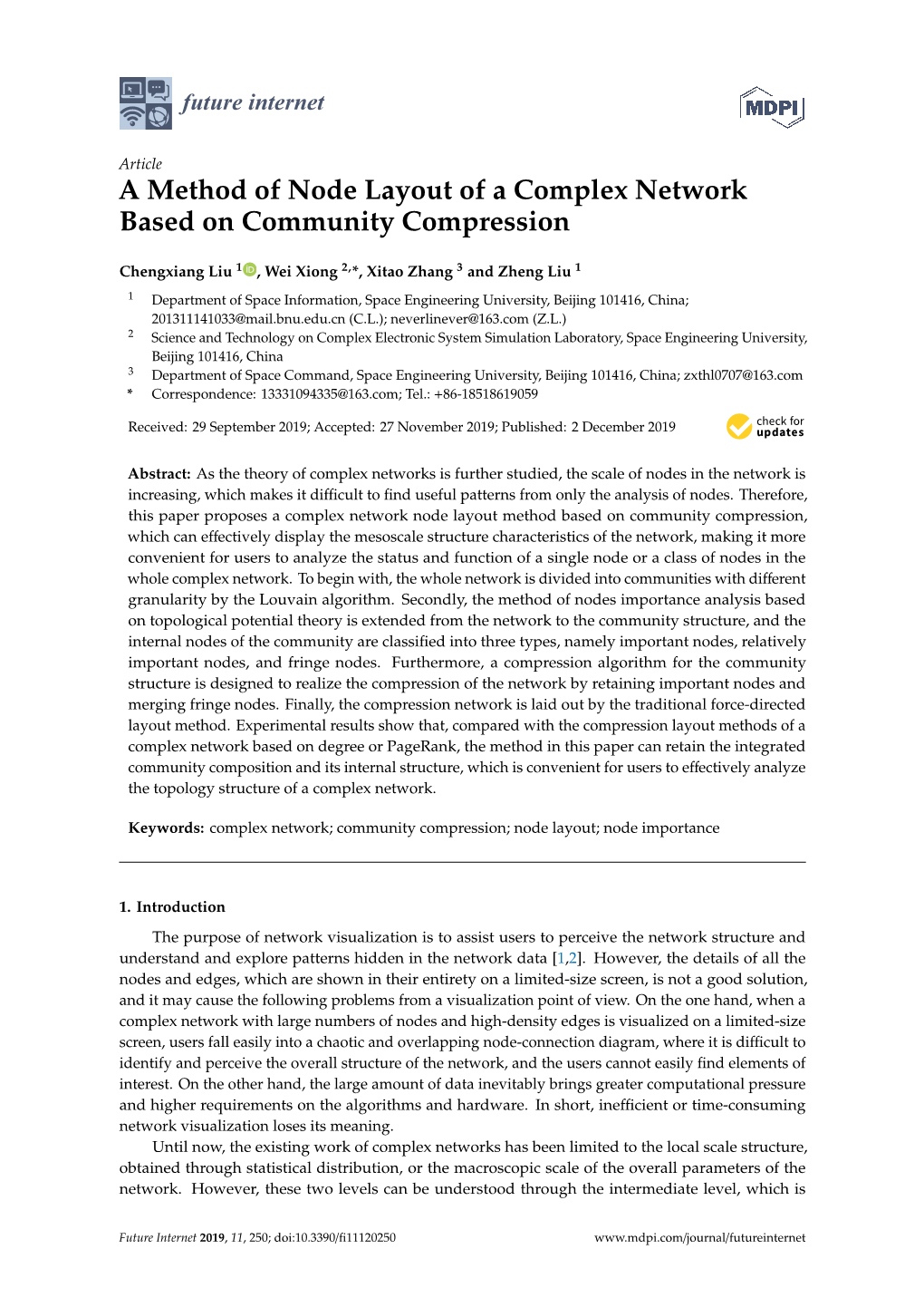 A Method of Node Layout of a Complex Network Based on Community Compression
