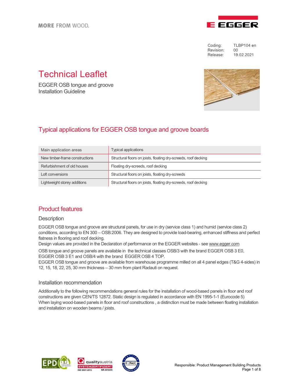 Basic Installation Guideline OSB Tongue and Groove TLBP104