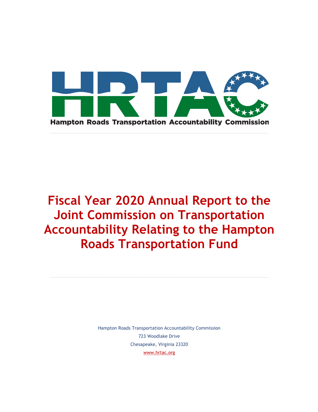 Annual Report to the Joint Commission on Transportation Accountability Relating to the Hampton Roads Transportation Fund