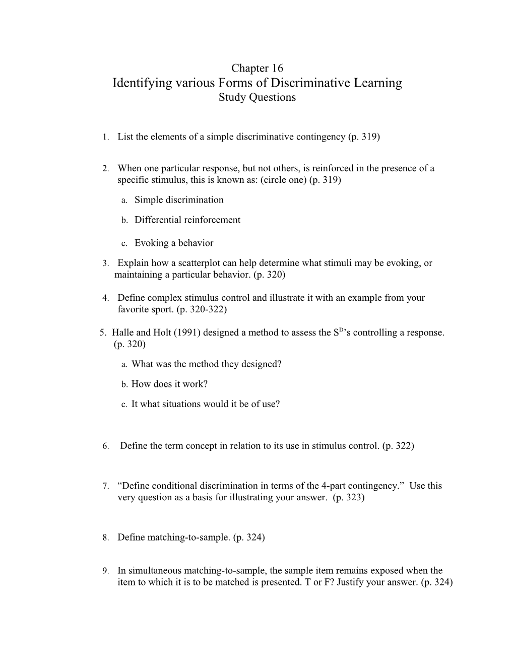 Identifying Various Forms of Discriminative Learning