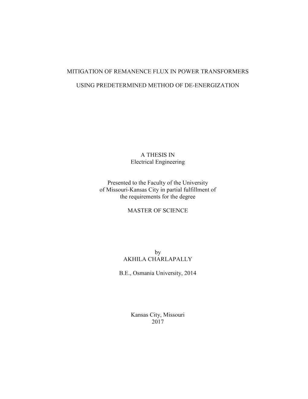 Mitigation of Remanence Flux in Power Transformers