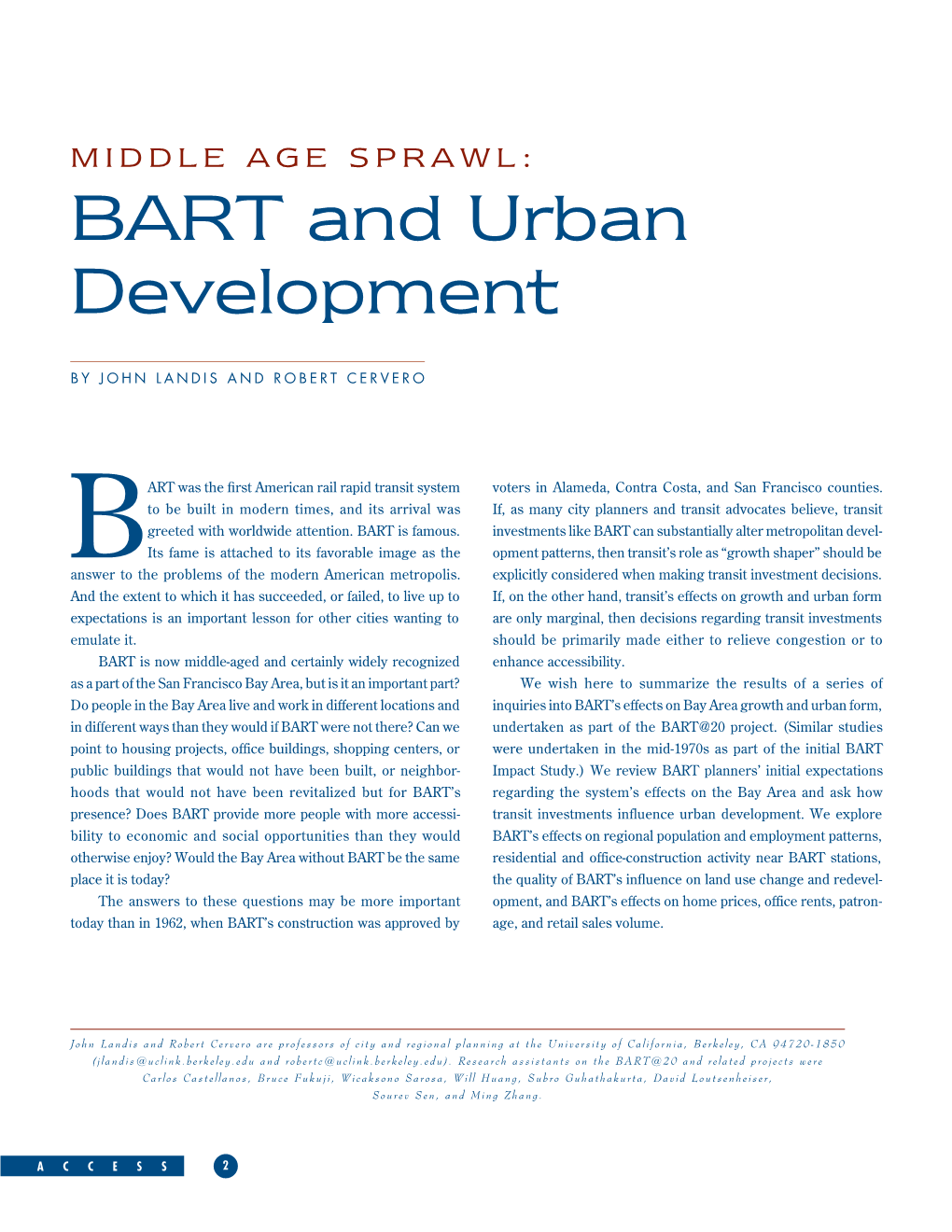 BART and Urban Development