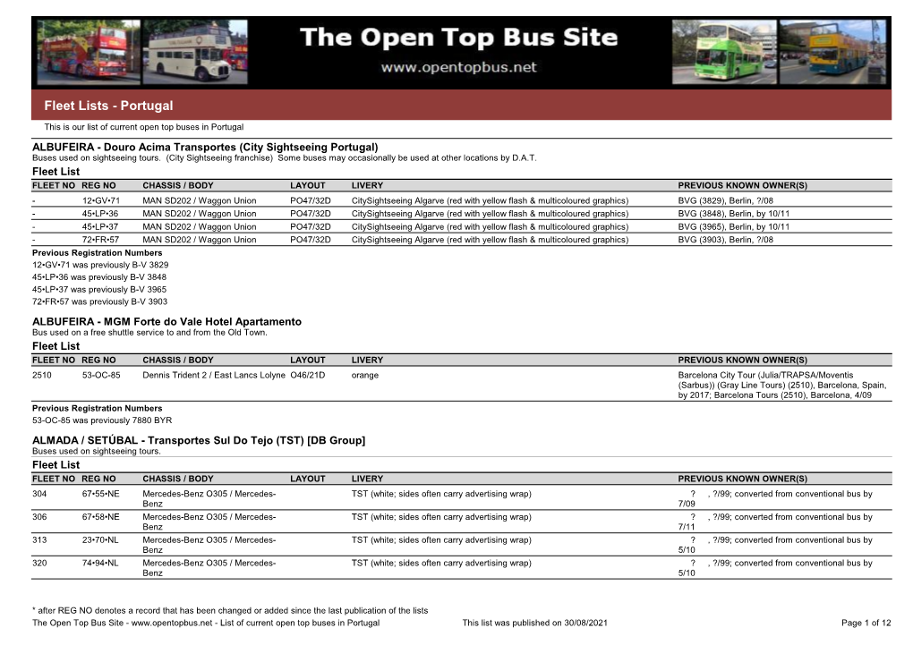 Fleet Lists - Portugal