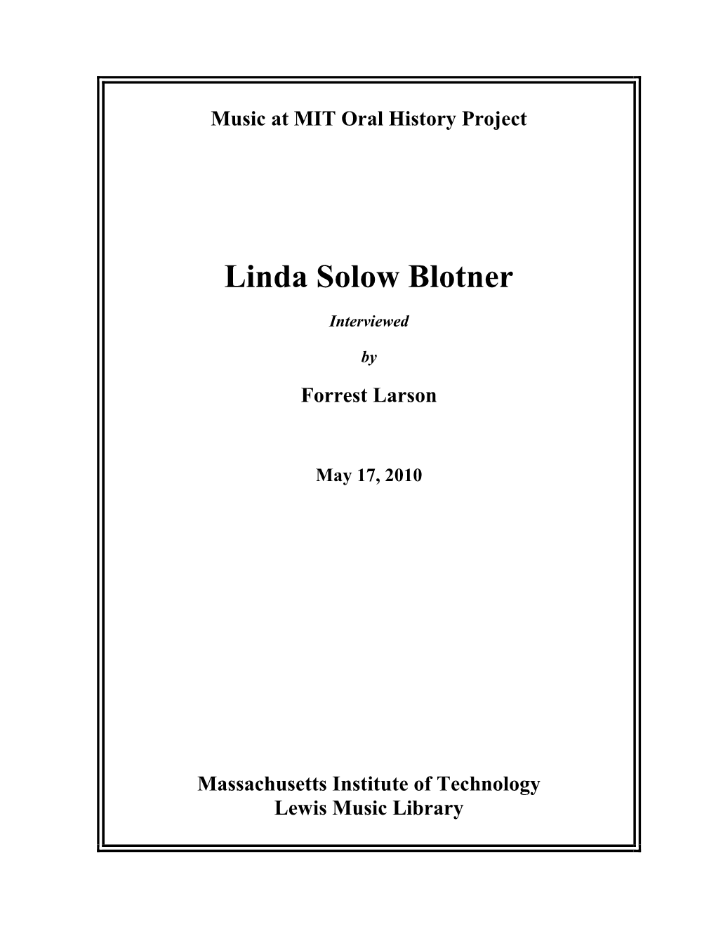 Linda Solow Blotner
