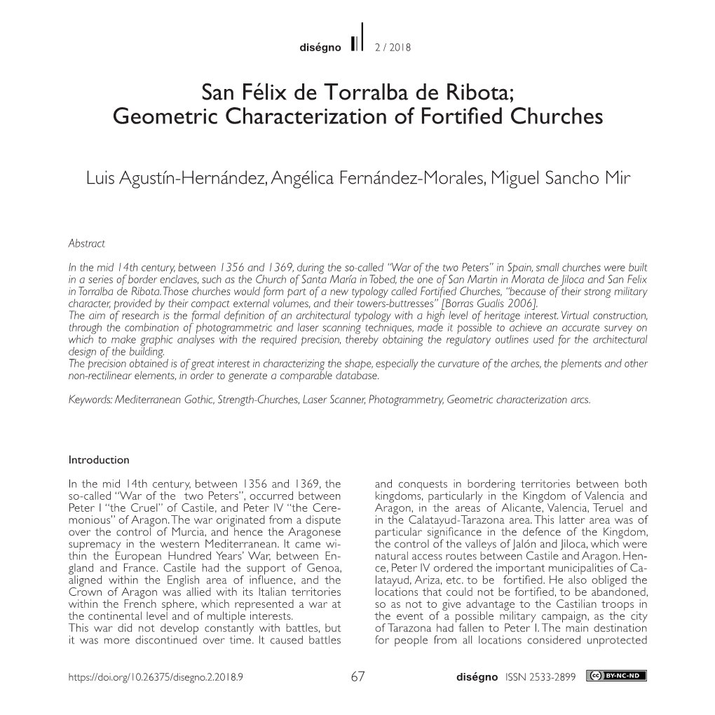 San Félix De Torralba De Ribota; Geometric Characterization of Fortified Churches