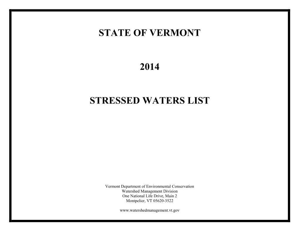 Stressed Waters List