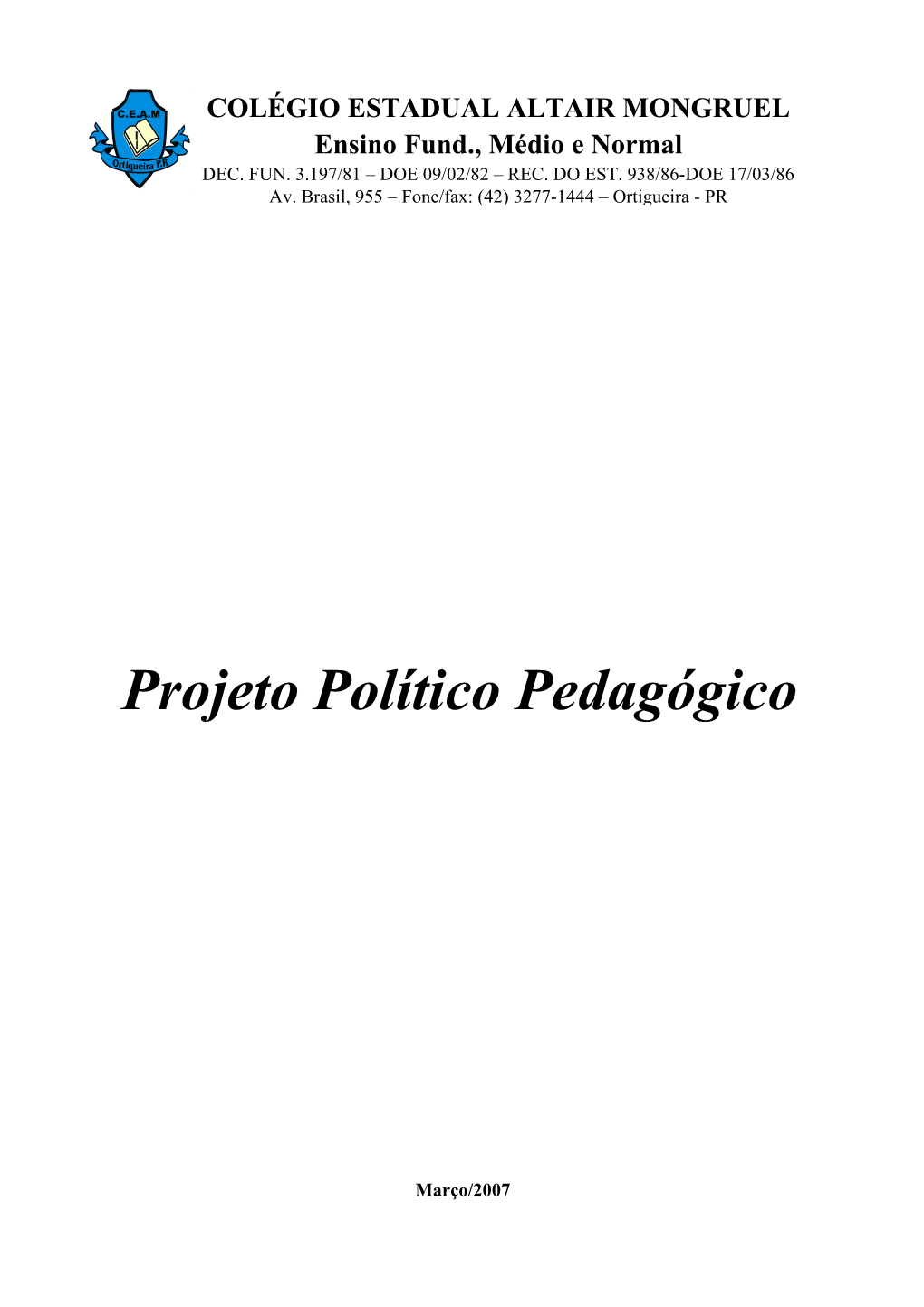 Projeto Político Pedagógico