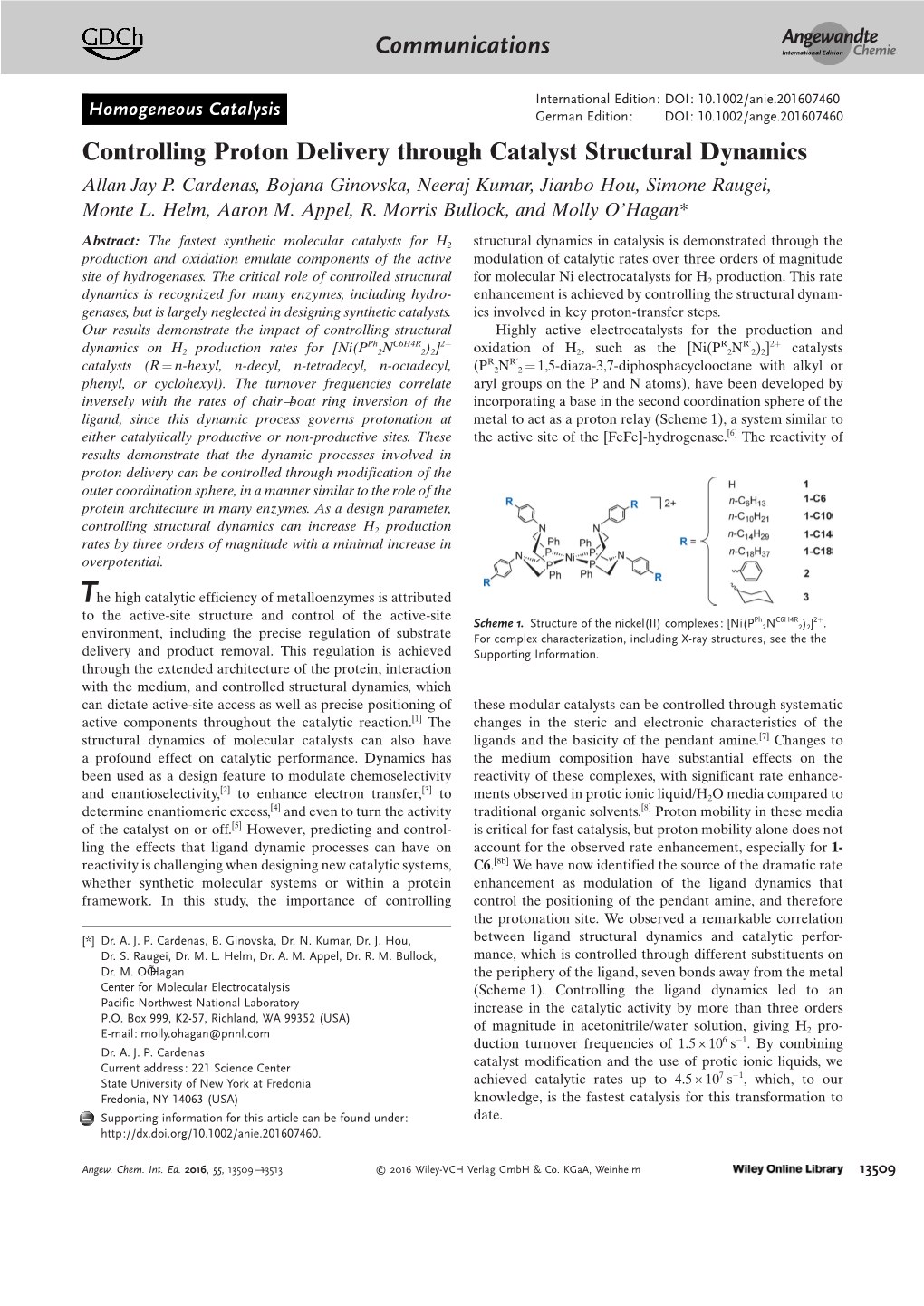 Controlling Proton Delivery Through Catalyst Structural Dynamics