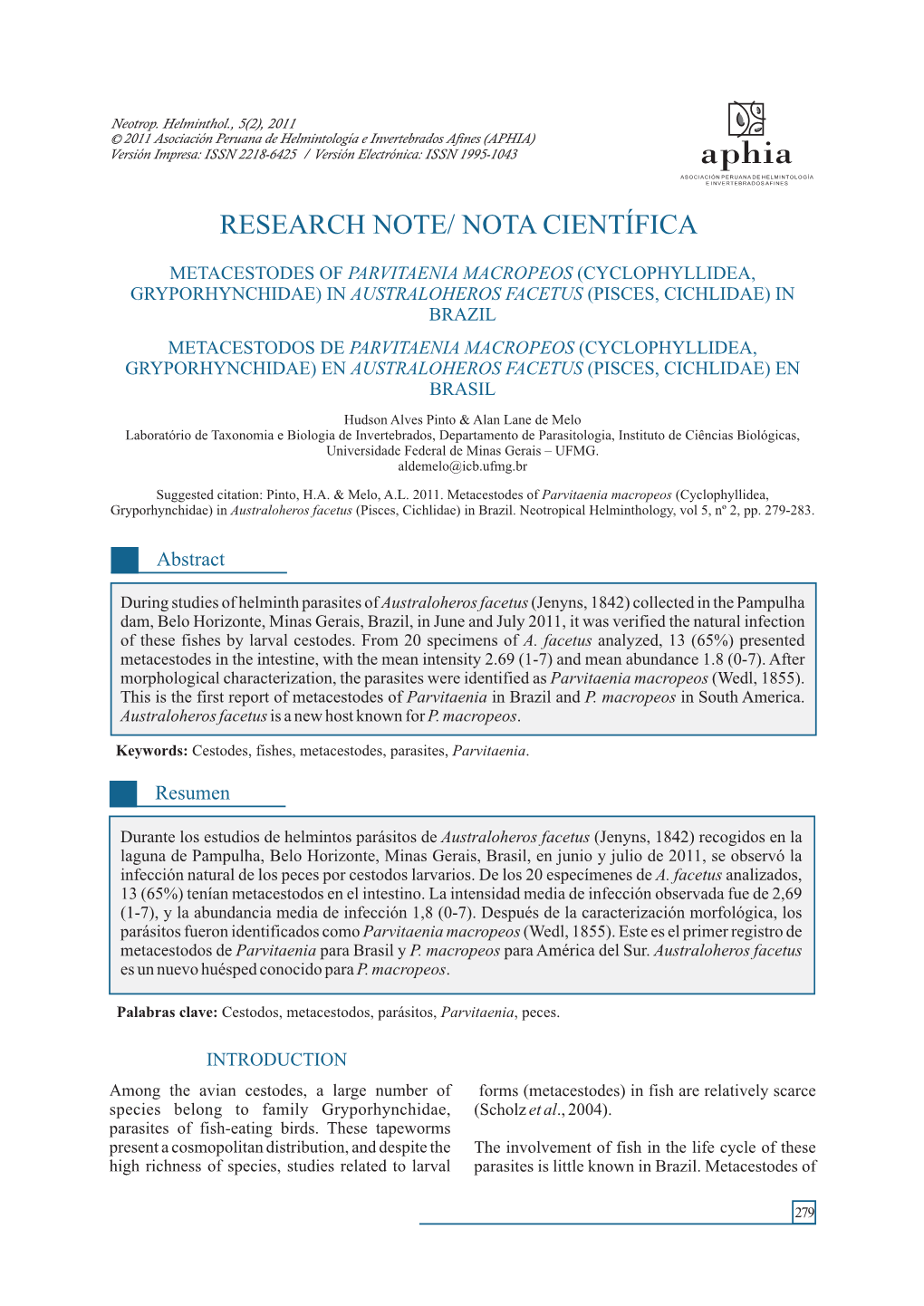 Research Note/ Nota Científica