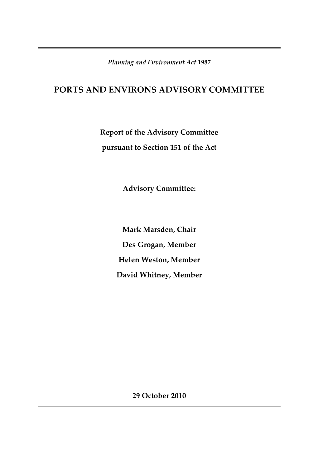 Ports and Environs Advisory Committee