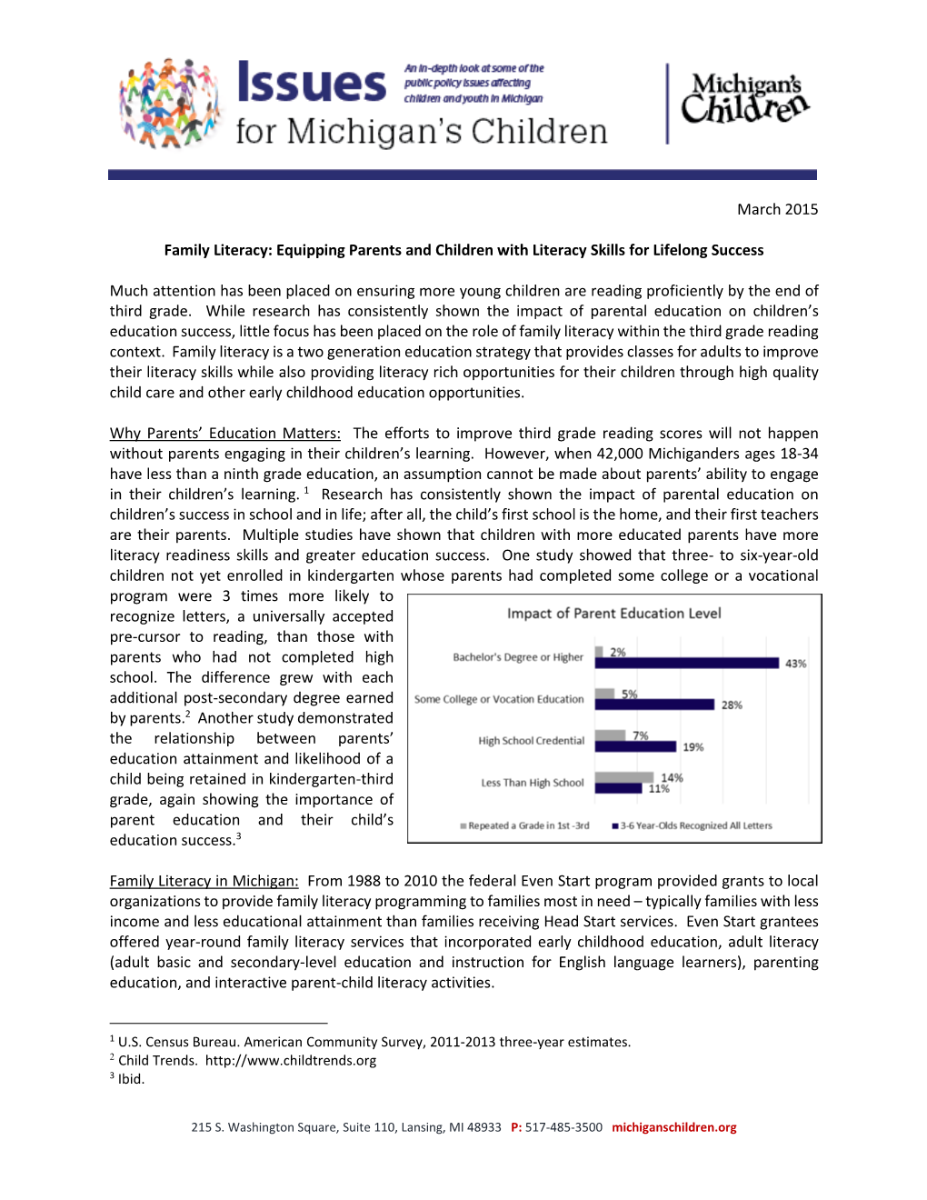 March 2015 Family Literacy: Equipping Parents and Children