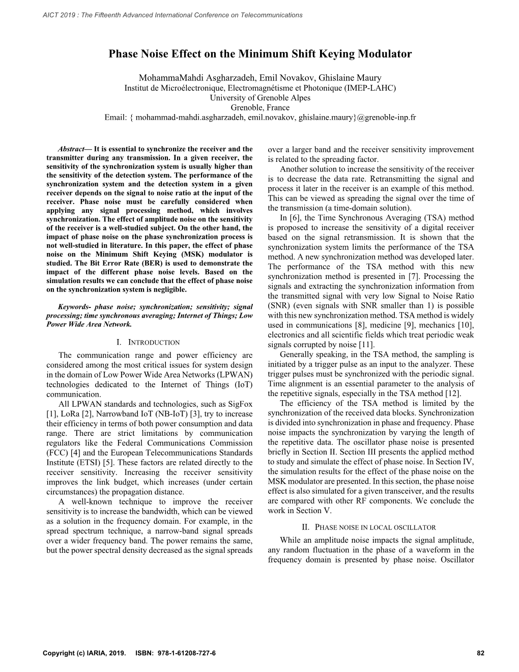 Phase Noise Effect on the Minimum Shift Keying Modulator