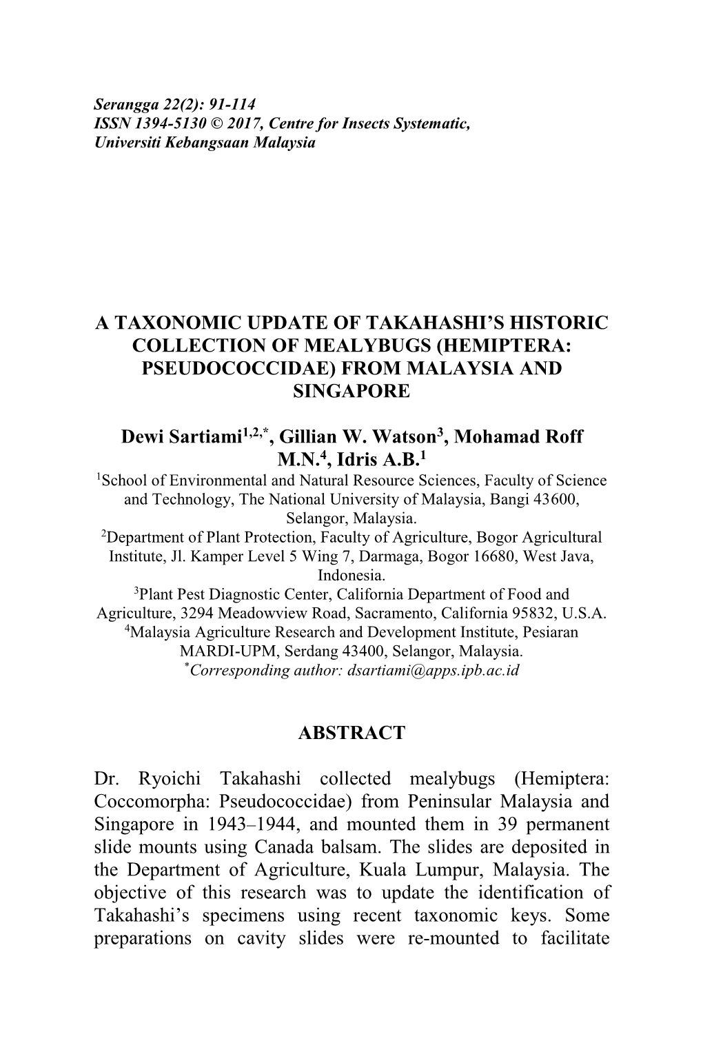 (Hemiptera: Pseudococcidae) from Malaysia and Singapore