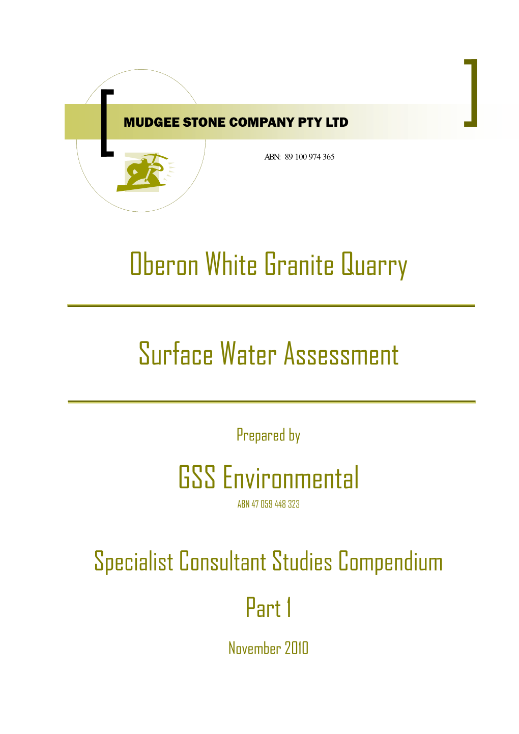 Oberon White Granite Quarry Surface Water Assessment GSS